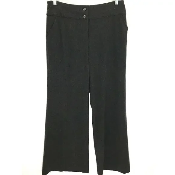 Madison Belk Wide Leg Dress Pants Career Decorative Tie Pockets Women 10  Stretch